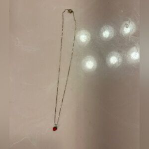 Silver Necklace with Red strawberry